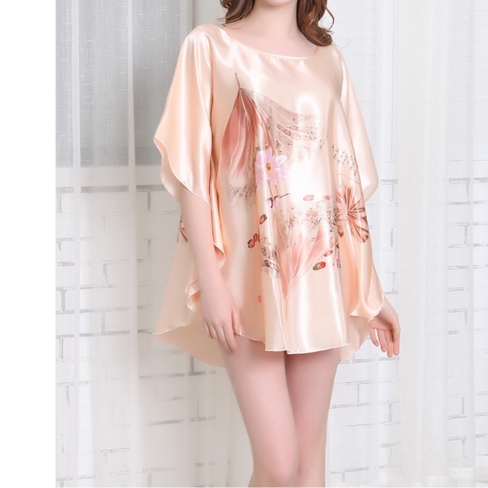 Beige Satin Lounge Dress